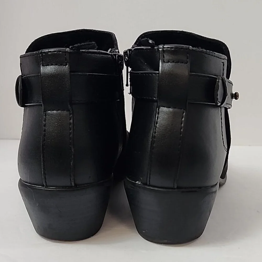 Old Navy Black Ankle Boots Side Zip Buckle Round Toe Size 9